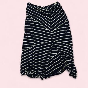 LOFT Asymmetrical Black and White Striped Skirt